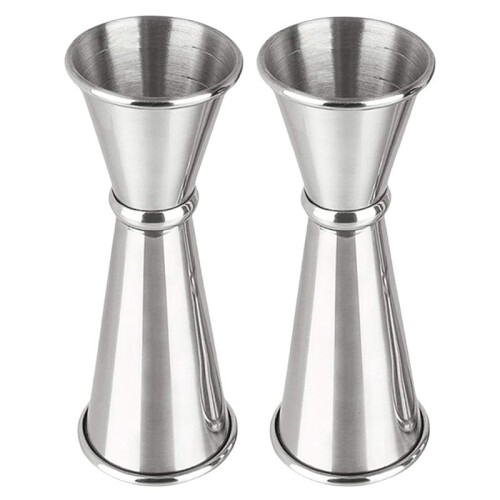 2 Pcs Jigger for Bartending, Cocktail Jigger 2 Oz 1 Oz , Bar Accessories, Cocktail Measuring Cup, Silver