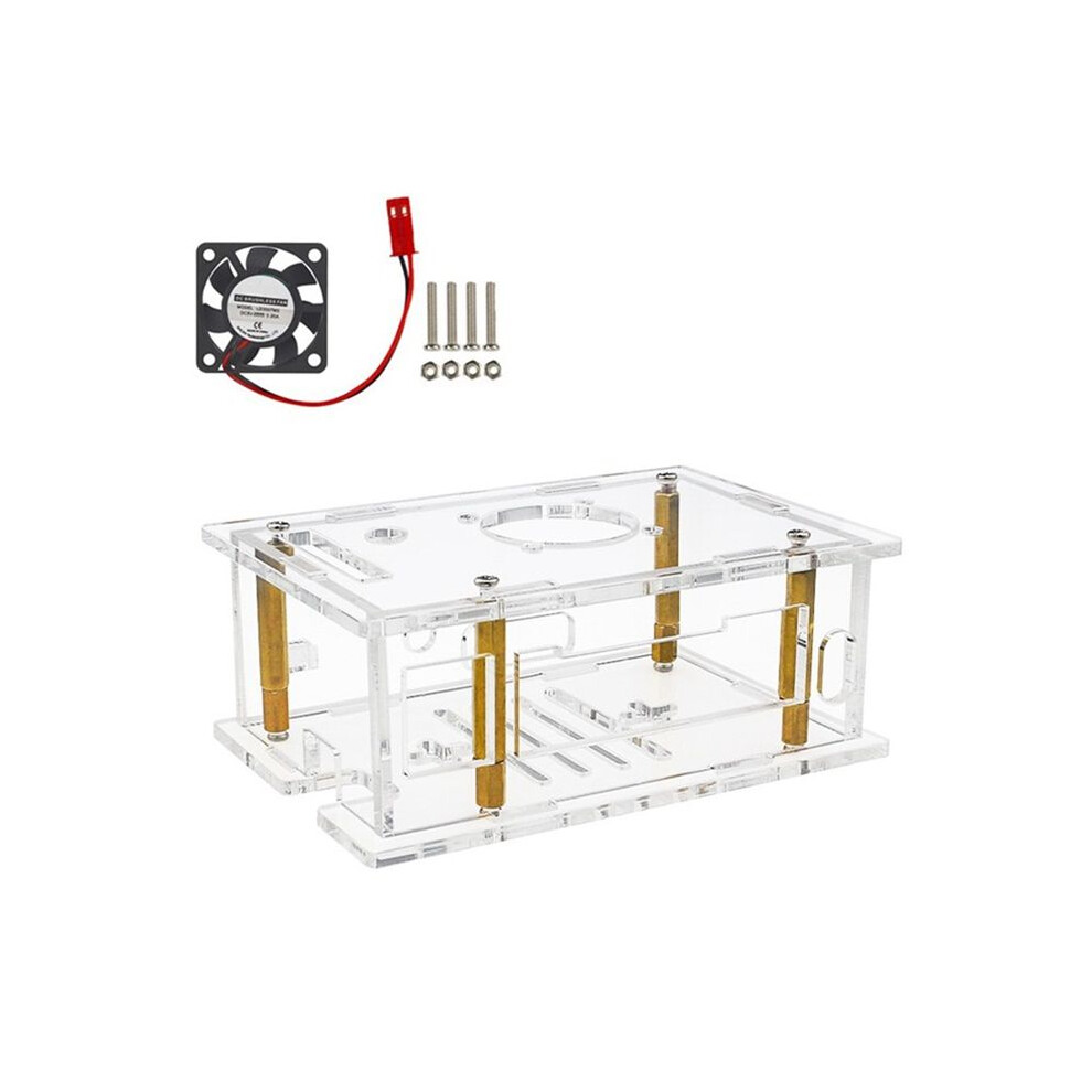 For Pi Rv2 Acrylic Case With Cooling Fan Cooler Transparent Shell For Pi Rv2 Development Board Orange 6033318306674