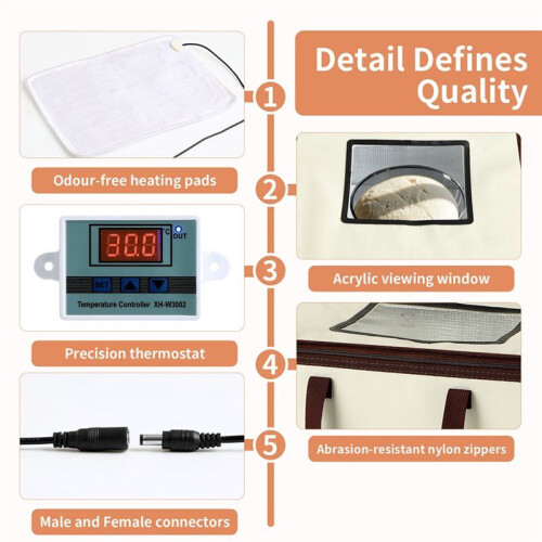 Bread Dough Proofing Box, Temperature Control Bread Proofer Foldable Visible Dough Proofer Sourdough Warmer EU Plug 2