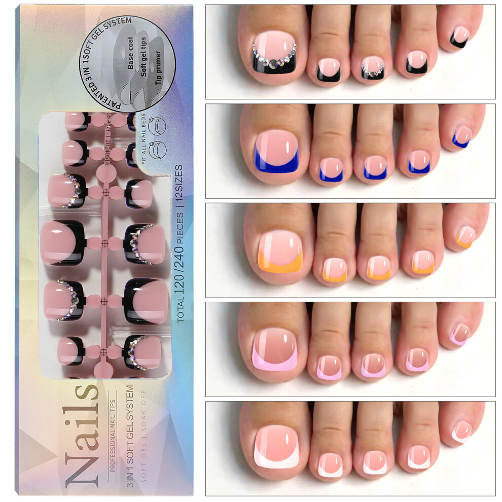 120PCS French Nail Tips Set, 12 Sizes, DIY Toenail & Fake Nails
