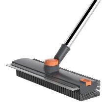 Cepillo para Fregar Pisos, Escoba y Escobilla de Goma para Limpieza, 3 en 1, para Ducha, Azulejos, Paredes, Terrazas, Patios, Cepillo Rígido Gris.
