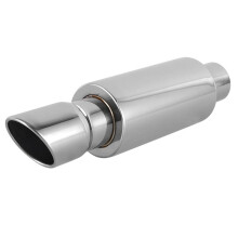 1PCS Universal Stainless Steel Car Exhaust Muffler Silver Rear Tail Throat Pipe