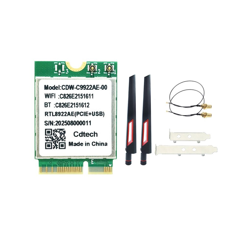 Photos - Other for Computer RTL8922AE WiFi7 Card 6338Mbps Tri-Band 2.4G/5G/6G Wireless WiFi Adapter Bluetooth5.4 M.2 for Win10/Win11+10DB Antenna