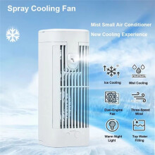 USB Portable Fan Air Cooler with Light Desktop Atomizing Air Conditioner Room Humidifier 1200mAh Long for Student
