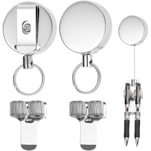 Retractable Pen Holder - 2PCS Metal Pen Lanyard with Dual-Slot Pen Clip, Retractable Pencil Holder for Nurses, Teachers