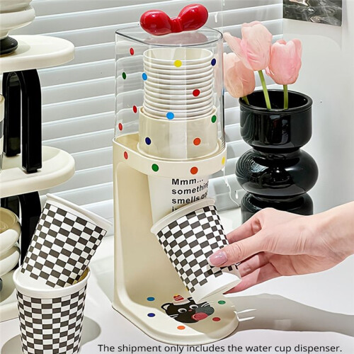 Water Cup Dispenser, Water Dispenser Disposable Cup Holder Rack Flat Bottom Cups, Pull Type Paper Water Cup Dispenser 1