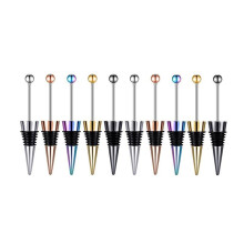 10 Pcs Beadable Wine Stoppers - Decorative Beaded Bottle Stopper, for DIY Beverage Gifts, 5 Colors Reusable Corks
