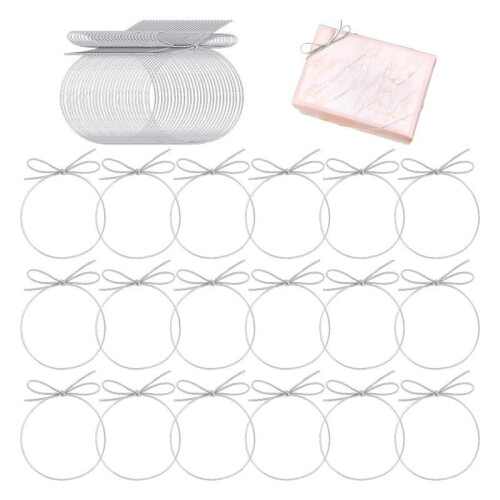 150 St Stretchöglor med Förknutna Rosetter, Elastiska Bandsnören för Presentaskar, Väskor och Hantverk, Silver 1