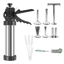 Sausage Maker Machine Stainless Steel Sausage Jerky Maker with 5 Nozzles Brushes Meat Pusher for Kitchen