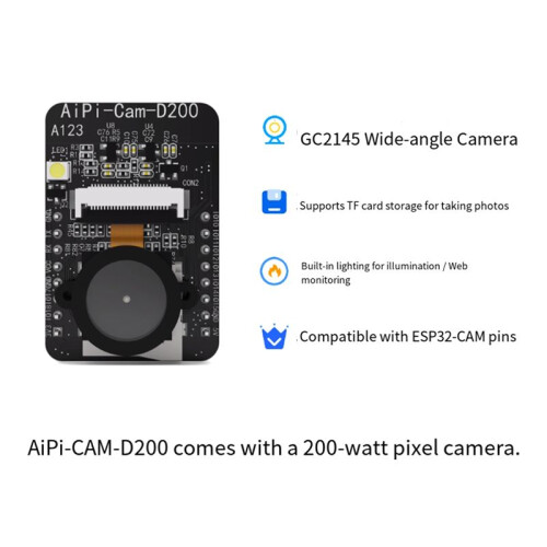 AiPi-Cam-D200 Camera Development Board Ai-M61-32S Module 200W Pixel TF Card Support Wi-Fi6/BLE 5.3 Core Board 2