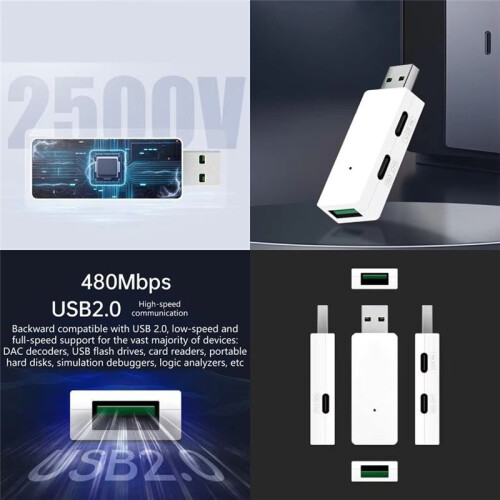 Industrial USB 2.0 Hub Isolator Port 3 480Mbps Data Transfer Auto Detect R2LB Professional 2