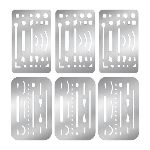 6PCS 2 Styles Stainless Steel Erasing Shields, Eraser Shield Eraser Template Drawing Template Shield Drafting Tools