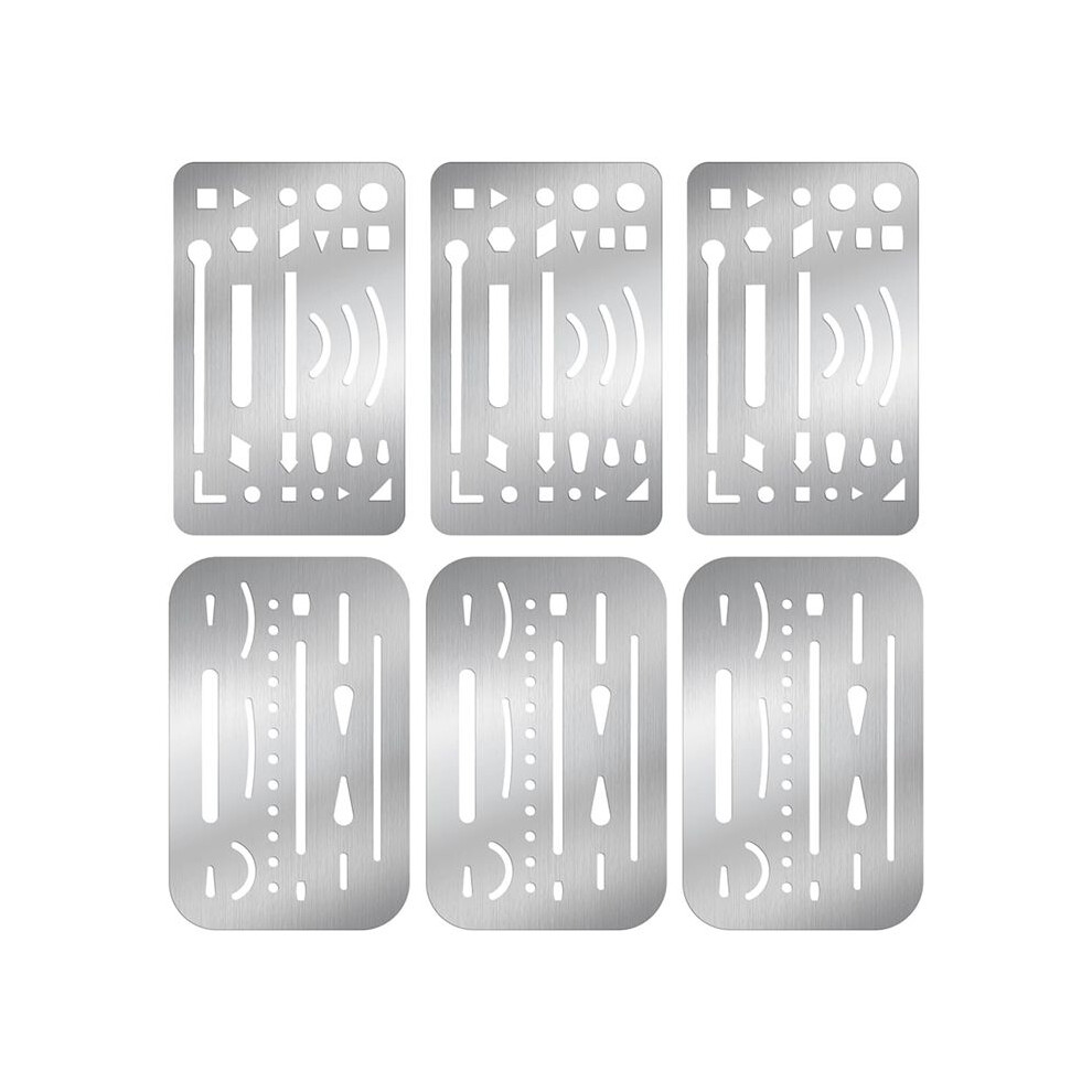 6Pcs 2 Styles Stainless Steel Erasing Shields, Eraser Shield Eraser Template Drawing Template Shield Drafting Tools 6031487761942