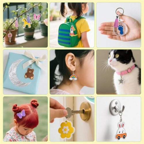 186 Shrinky-Dink Sheets Kit, Shrinky Sheets Keychain Kit 25 Sheets Shrinky Plastic Paper, Tassels,for  Marking 2