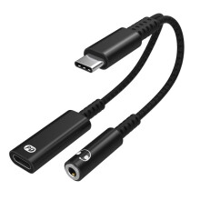 Adapter Kabla 3,5 mm do AUX, Konwerter Słuchawkowy 3,5 mm AUX PD 60 w, Szybka Ładowarka, Karta Dźwiękowa do Zestawu Słuchawkowego, Uniwersalny