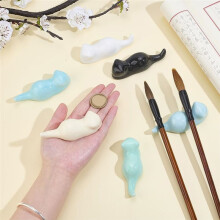 6PCS Cats Porcelain Brush Holder, 6 Colors Ceramic Pen Rest Holders Paint Brush Rest Stand for Calligraphy Painting Art