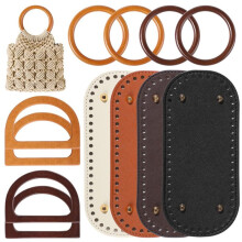 12 PCS Bag Bases and Wooden Bag Handles Set, Handcrafted Bag Bottoms, Wooden Bag Handles for Purses and Tote Bags