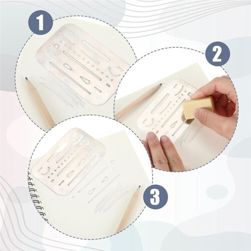 6PCS 2 Styles Stainless Steel Erasing Shields, Eraser Shield Eraser Template Drawing Template Shield Drafting Tools 2