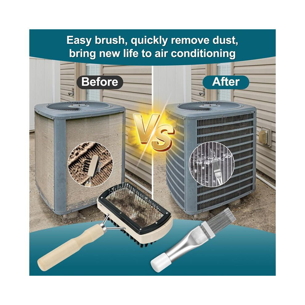 Air Conditioner Coil Cleaning Brush Kit - Hvac Coil Cleaner With Double Sided Brush And Metal Radiator Fin Comb 4712273255495