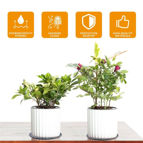 24 Bases para Plantas Absorventes e Impermeáveis, 4/6/8/10 Polegadas, Bases para Plantas de Tecido Redondas Reversíveis e Pires para Plantas 2