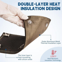 Titanium Pipe Shield 6In X 12In Exhaust Heat Shield with Gloves and Stainless Steel Clamps, Heat Protection to 1350F