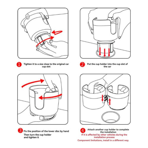 Car Cup Holder Insert Adjustable Base Cup Holder Multifunctional Double Cup Holder Detachable Drinks Holder