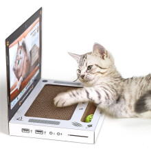 Kratzlaptop Aus Pappe für Katzen, Katzen-Laptop-Spielzeug mit "Maus", Interaktives Katzenspielzeug Aus Pappe