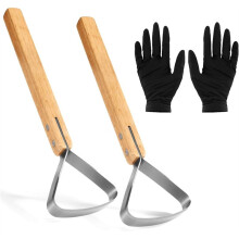 Lot de 2 Grattoirs à Fourrure avec Gants, Grattoir en Acier Inoxydable de 29 cm, Outils de Tannage pour la Manipulation des Fournitures