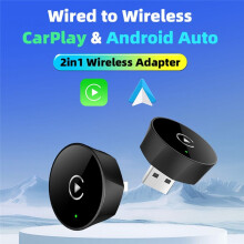 Dongle CarPlay Wireless 2 In 1, Adattatore Android Auto Wireless, AI Box, Sistemi Intelligenti per Auto, CarPlay Cablato