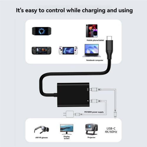 Hubs de Encaixe para Óculos AR 2 em 1 com Carregamento Rápido PD e Duas Interfaces USB para Smartphones e Tablets Cinza 1