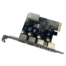 PCI-E auf USB 3.0 Erweiterungskarte, 4 Port PCIE USB 3.0 Desktop-Erweiterungskartenadapter, 5 Gbit/S IDE-Stromversorgung für PC