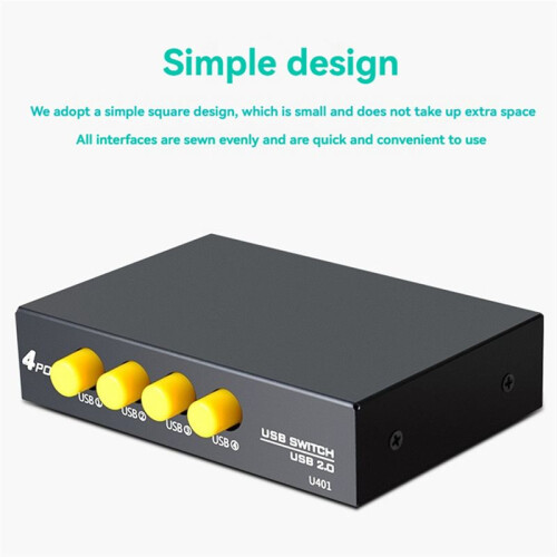 4 Port USB 2.0 Sharing  Switcher 4 in 1 Out Printer Adapter Box for PC Scanner Printer Laptop Desktop Computer 1
