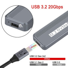 20Gbps M.2 NVME Enclosure USB 3.2 GEN 2X2 Type C NVME SSD Enclosure for 2230/2242/2260/2280 NVME SSD M/ B