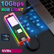 RGB M2 NVMe PCIE SSD Case M.2 NVMe SSD Enclosure 10Gbps M.2 to TYPE-C Hard Drive Enclosure for M Key SSD