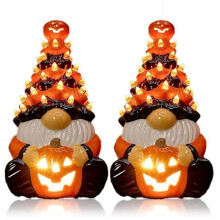 2 Décorations D'Halloween Nains avec Lumière, Faites à la Main, Citrouilles Lumineuses, pour la Maison, L'Intérieur et L'Extérieur.