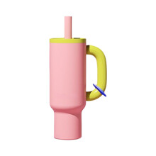 40oz Rostfritt Stål Sugrörsisolerad Iskopp Stor Kapacitet Termosmugg med Kaffekopp Rosa
