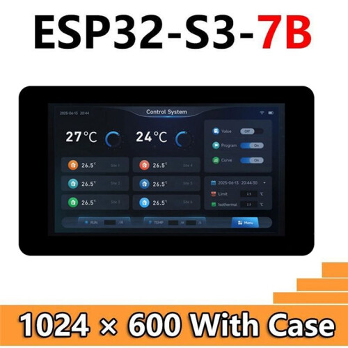 ESP32-S3 Tela Sensível Ao Toque LCD de 7 Polegadas com Resolução de 1024x600 e Sensor N16R8 CAN RS485 Compatível com WiFi e 1