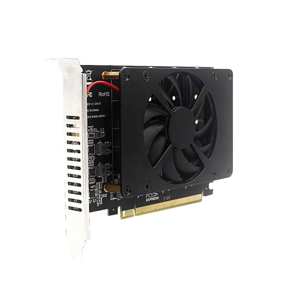 4 Disk Pcie 4.0 X16 To 4 M.2 Adapter Card With Heat Sink Nvme Pci-E X16 Splitter Card 4 X 32Gbps 6034064179659