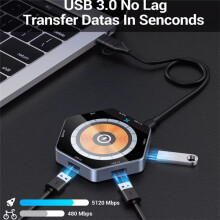 7-in-1 HUB 7 Poorten 15W Snel Draadloos Opladen Type-C USB 3.0 Dubbele Connectoren QC 3.0 Super Charge met TF -Kaartlezer
