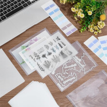 20pcs Clear Stamps Storage Bags with Panels, 7x5 Inch Die Storage Bag Clear Scrapbooking Storage for DIY Scrapbooking