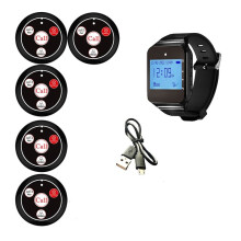 Wireless Restaurant Pager Calling System with Watch Call Button Office Food Truck Restaurant Coffee Call Bell Black