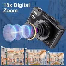 4K 64MP Digital Camera for Photography 3 Inch IPS Flip Screen 18X Digital Zoom Video Vlogging Camcorder Webcam Cameras