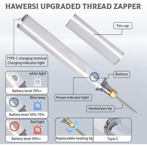 Rechargeable Dual-Heating Thread Burner Kit, Cordless Thread Zapper with Replacement Tip, for Jewelry Making,Beading 1