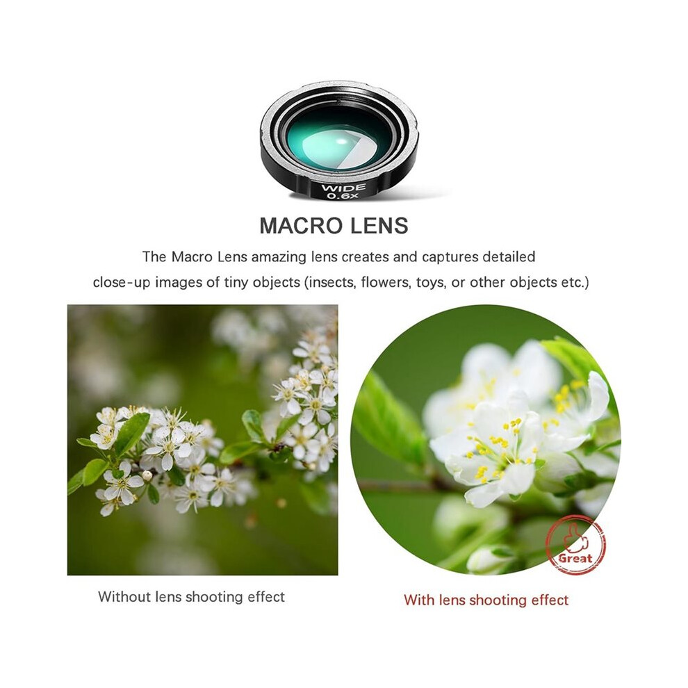 Phone Camera Lens Kit Upgraded Version Telephoto 28X Wide Angle 0.6X Macro 20X Fisheye 198 For Most Smartphones 6031399432558