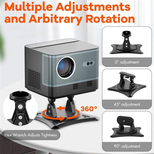 Projector Holder Stand Adjustable Projector Bracket Holder Studio Home 1/4InScrew Removable Table Mobile Projector Mount 1