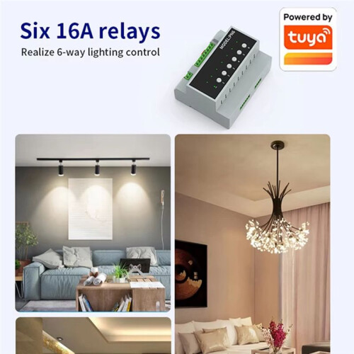 6CH Tuya  WIFI 16A Relay  Module Power Remote Control Appliance Control Relay Module 110V-240V 1