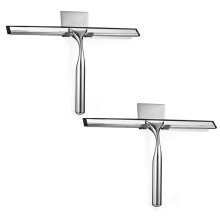 2-Pack Multifunctionele Douche Schrapers Wisser met Klevende Haak RVS Wisser Glasreiniger met Haak