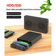 2.5/3.5 Inch HDD M.2 NVME SSD Case Dual Disk Case Portable USB 3.0 Hard Drive Enclosure External Hard Disk Box EU Plug