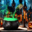 Halloween Decorations Indoor - Cauldron Halloween Decor with Magic Floating Potion Bottles and Diffuser for Spooky B 4