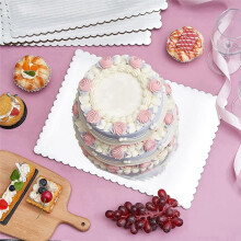 20 Pack Rectangle Cake Board Disposable Cardboard Cake Bases, 25 X 34cm Gold Foil Quarter Cake Sheet for Baking White